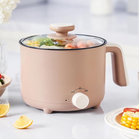 zz Hot Pot Electric 1.5L, Portable Ramen Non-Stick Cooker for Noodles, Soup, Oatmeal, Ramen Pot with Boil Dry Protection for Dorm, Office, Travel