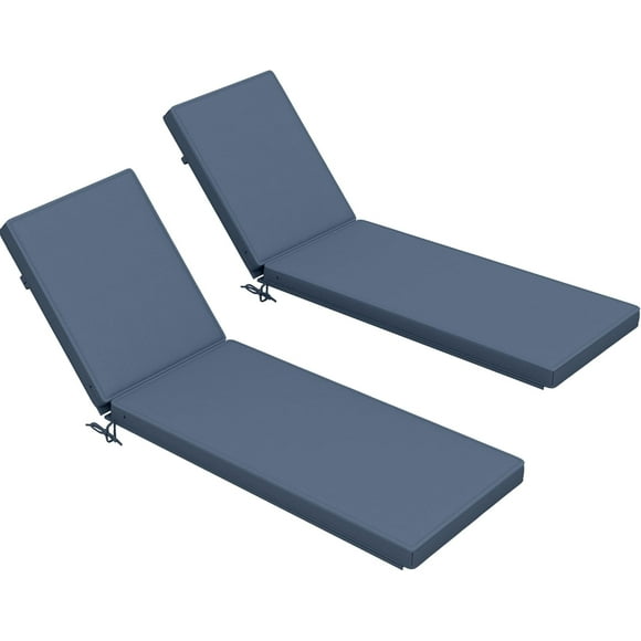zzppy Chaise Lounge Cushions Outdoor Set of 2, Fade Resistant, 72 x 21 x 3 in Sun Lounger Replacement Cushions, Patio Lounge Chair Pads with Removable Cover for Pool, Beach, Deck, Lawn, Blue