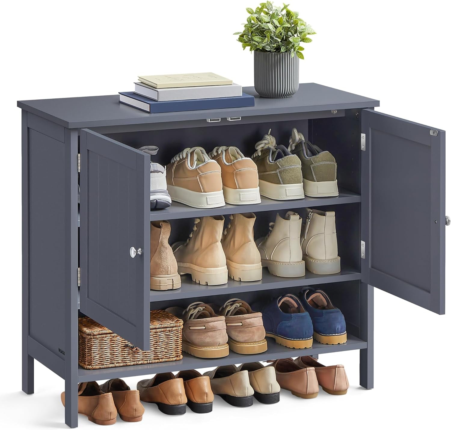 zzppy Shoe Cabinet, 3-Tier Shoe Storage Organizer, Shoe Shelf, Modern ...