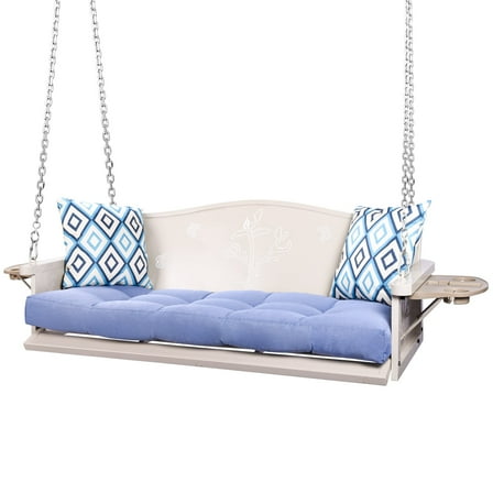 zzw 3-Person Metal Porch Swing with Tray & Cushions, 900 lb Capacity, Rust-Resistant for Patio, Garden & Lawn