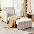 thumbnail image 1 of zzw 84" Extra Long Convertible 4 in 1 Sleeper Chair with Pull-Out Mechanism, Faux Rabbit Fur White, 1 of 8