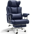 thumbnail image 1 of zzw Big and Tall Executive Office Chair, Reclining with Footrest, Adjustable High Back Ergonomic Leather Chair, 400lb Capacity, 1 of 7