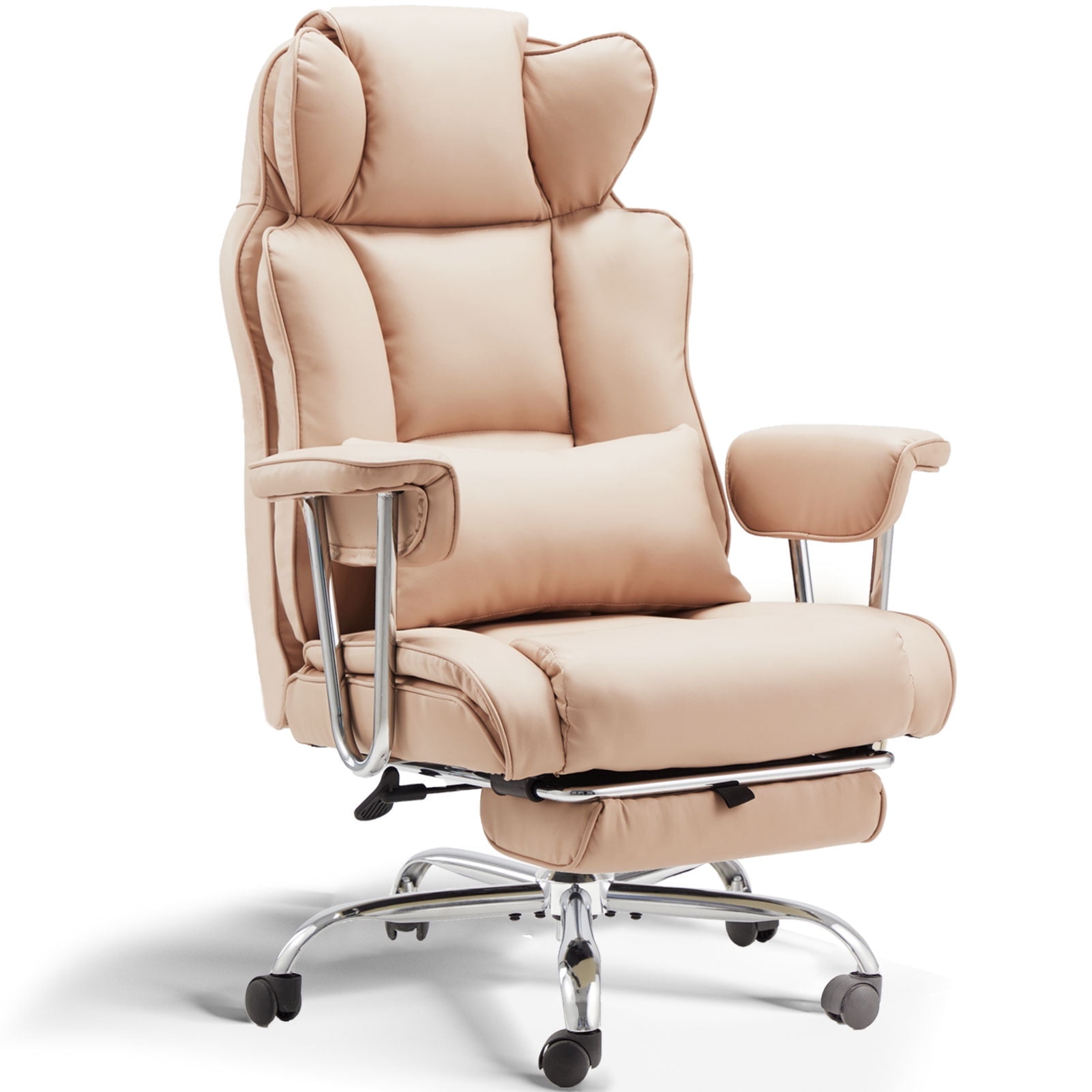 zzw Big and Tall Executive Office Chair, Reclining with Footrest, Adjustable High Back Ergonomic Leather Chair, 400lb Capacity