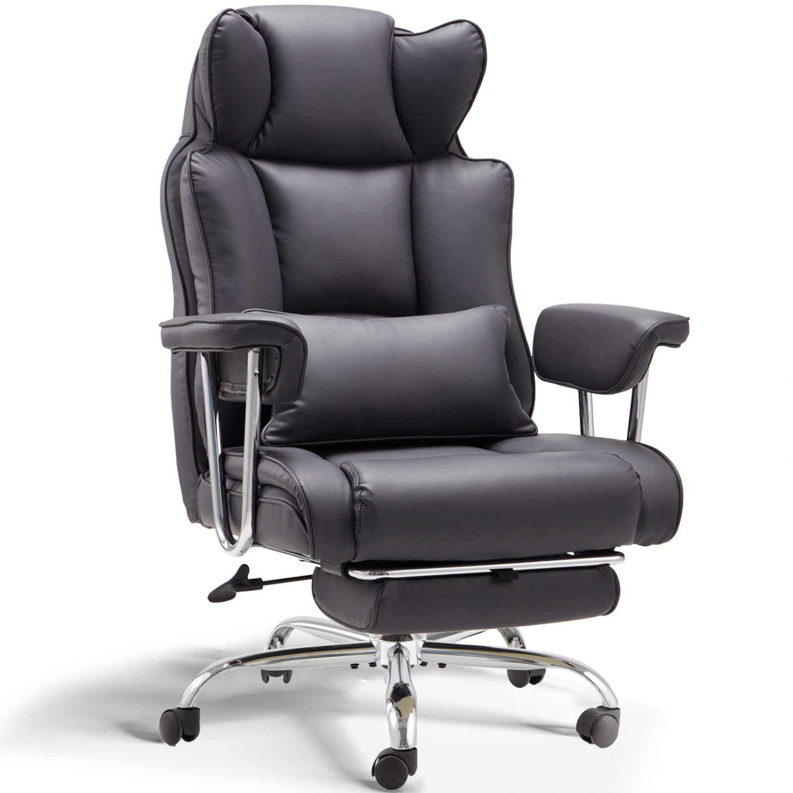 zzw Big and Tall Executive Office Chair, Reclining with Footrest, Adjustable High Back Ergonomic Leather Chair, 400lb Capacity