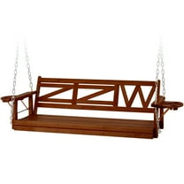 zzw 3-Person Porch Swing, 800LB Heavy Duty Outdoor Patio Bench with Hanging Chains & 2 Cup Holders